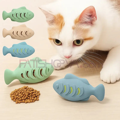 Evcil Hayvan Silikon Balık Modelli Mama Atıcı Oyuncak Kedi Oyuncakları