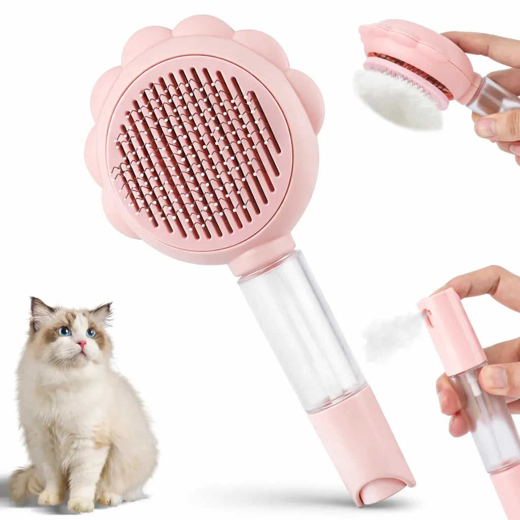 Sprey Hazneli Otomatik Basmalı Tüy Toplama Tarağı Toptan Kedi Tarağı Buharlı Pet Fırçası