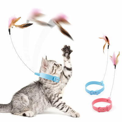 Tüylü Kedi Boyun Oltası İnteraktif Kedi Oyuncağı Toptan Kedi Oyuncakları Eller Serbest Kedi Boyunluk Oltası