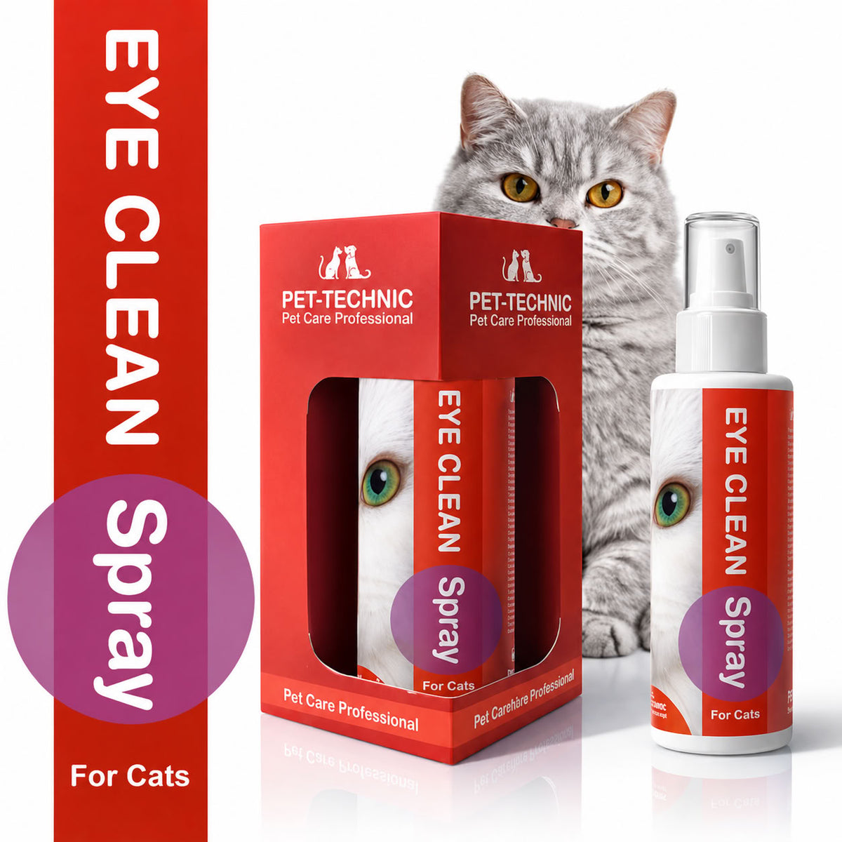 Pet-Technic Eye Clean 100 ml kutulu kedi göz ve göz çevresi bakım spreyi