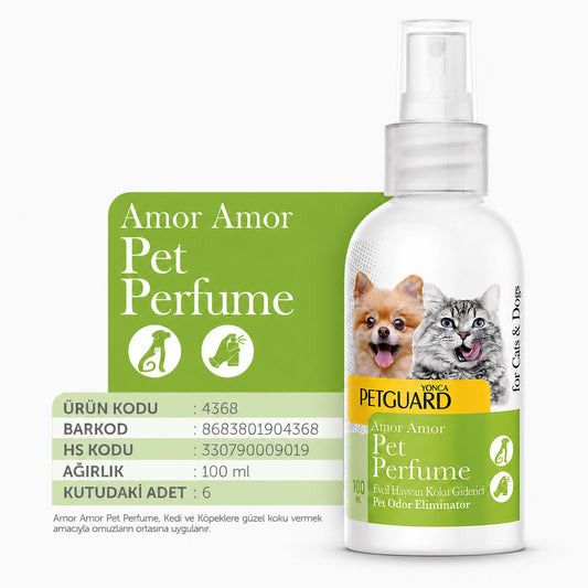 Petguard Amor Amor kedi köpek parfümü 100 ml 6 adet evcil hayvan koku giderici sprey