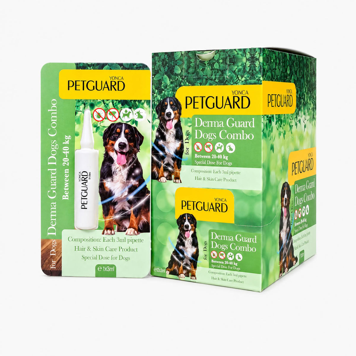 Petguard Derma Guard 20-40 kg köpekler için 12 adet 3 ml deri ve tüy bakım pipeti