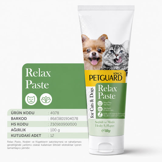 Petguard Relax Paste 100 gr bitkisel ekstraktlı kedi köpek sakinleşme ve rahatlama destek macunu