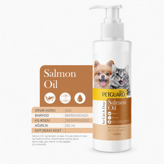 Petguard Salmon Oil 250 ml Omega 3-6 EPA DHA içeren kedi köpek somon yağı