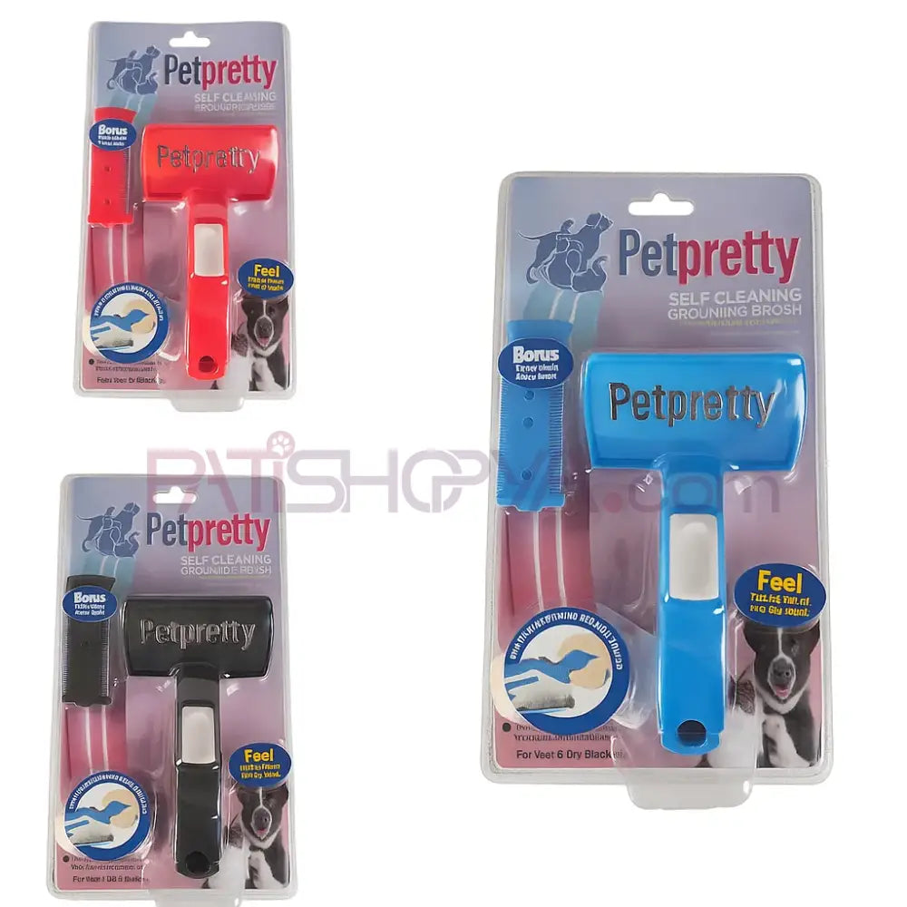 PETPRETTY Otomatik Basmalı Tarak Seti Kedi Köpek Tarağı ve Fırçası