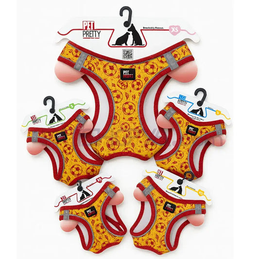 PETPRETTY SARI-KIRMIZI TARAFTAR 5’Lİ GÖĞÜS TASMA SET XS-S-M-L-XL Kedi ve Köpek Tasmaları