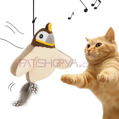 Şarjlı Sesli Kanat Çırpan İnteraktif Kedi Oyuncak İpli (KUTULU)