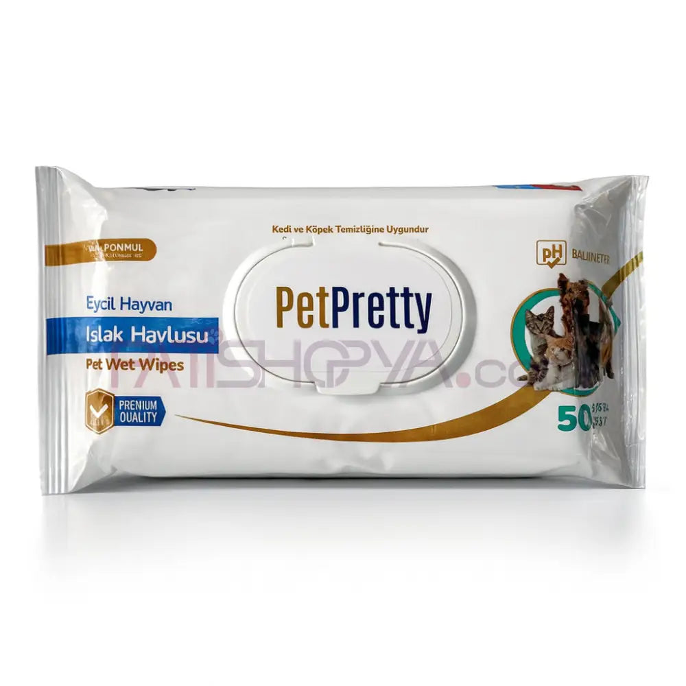 PETPRETTY EVCİL HAYVAN ISLAK HAVLU 50Lİ Kedi ve Köpek Bakım Ürünleri